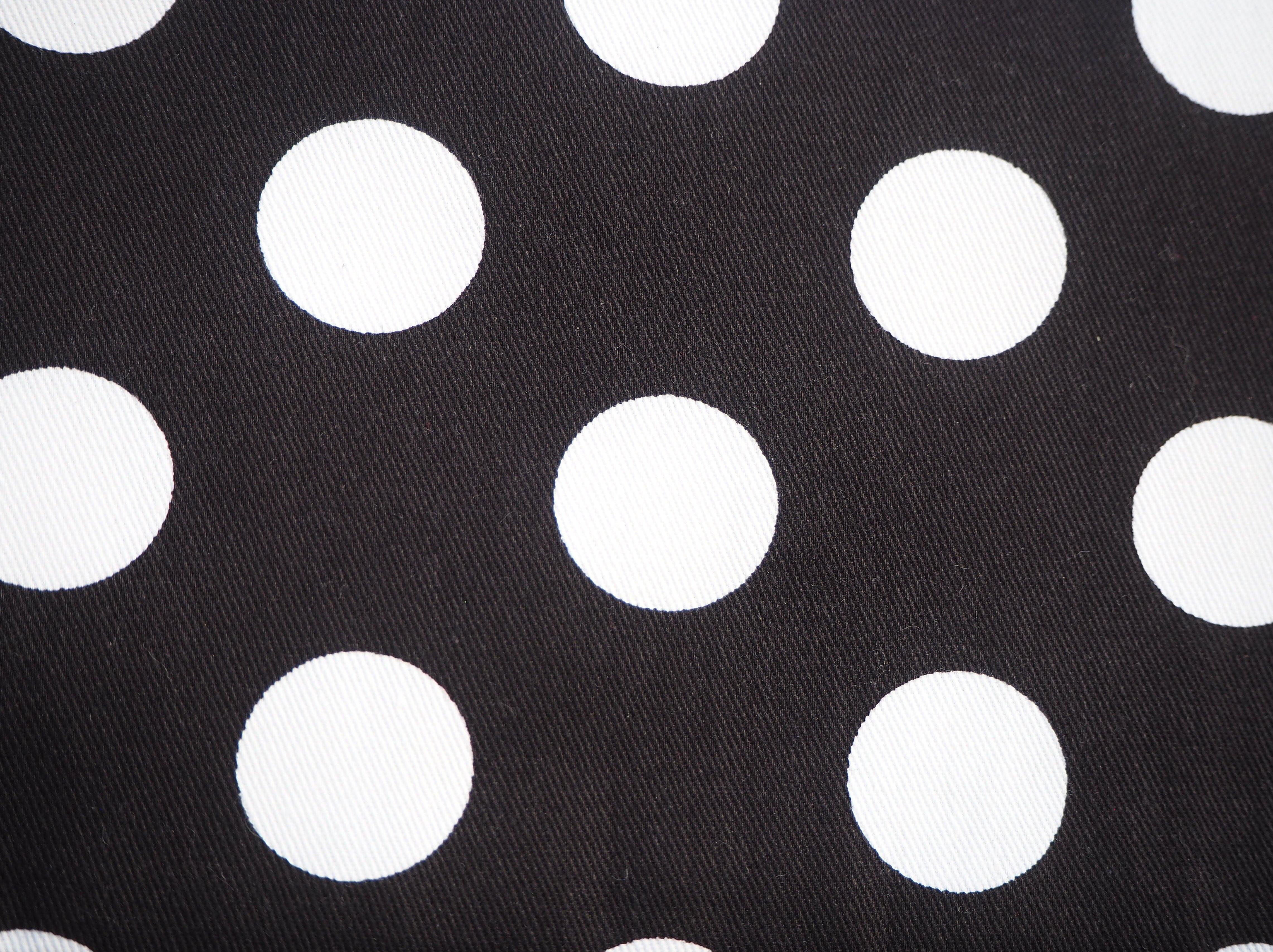 Classic Black & White Polka Dots print, on 100% cotton fabric