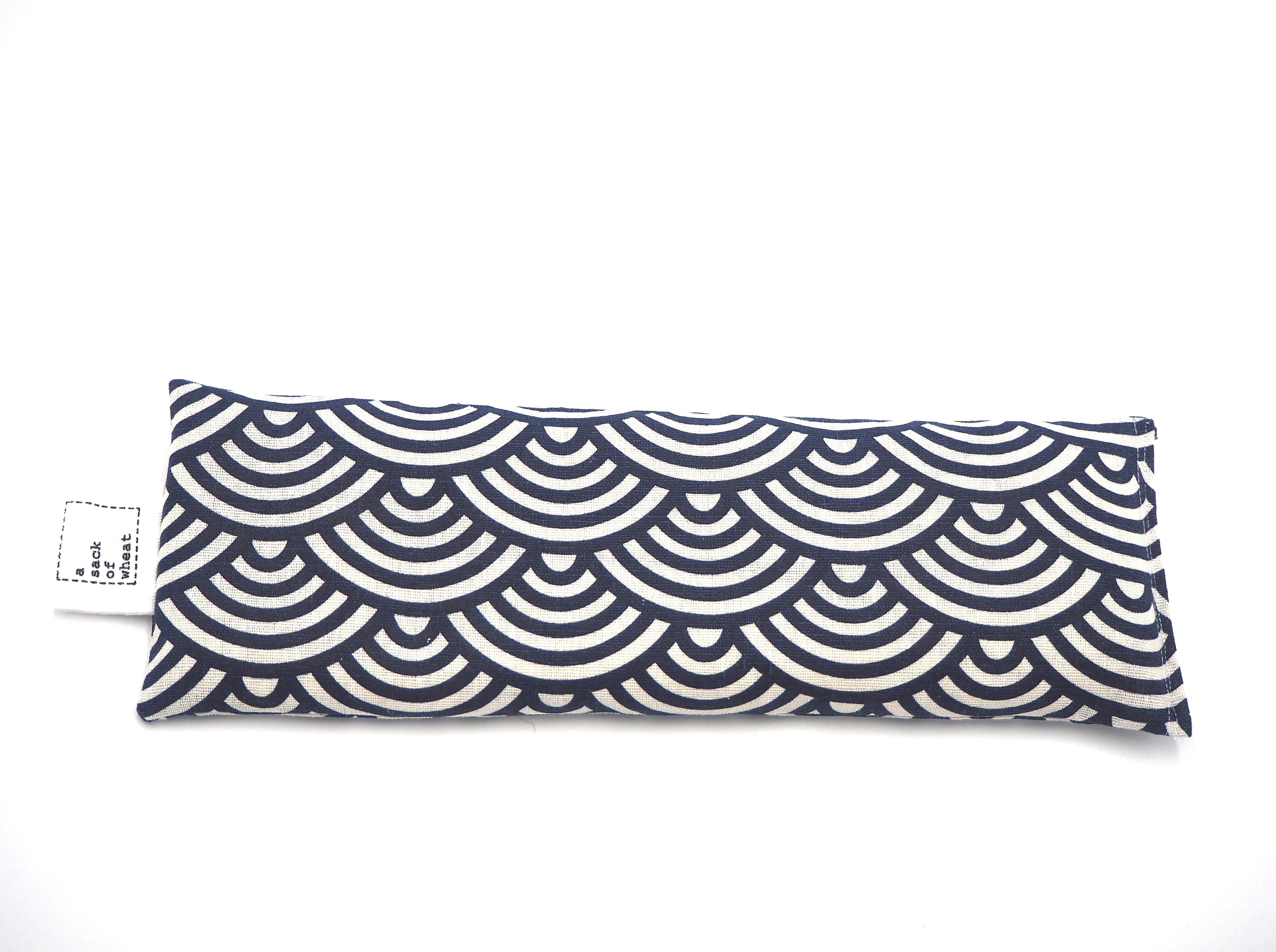 Flat view of A Sack Of Wheat, in a Classic Blue and White shell print, 100% cotton linen fabric