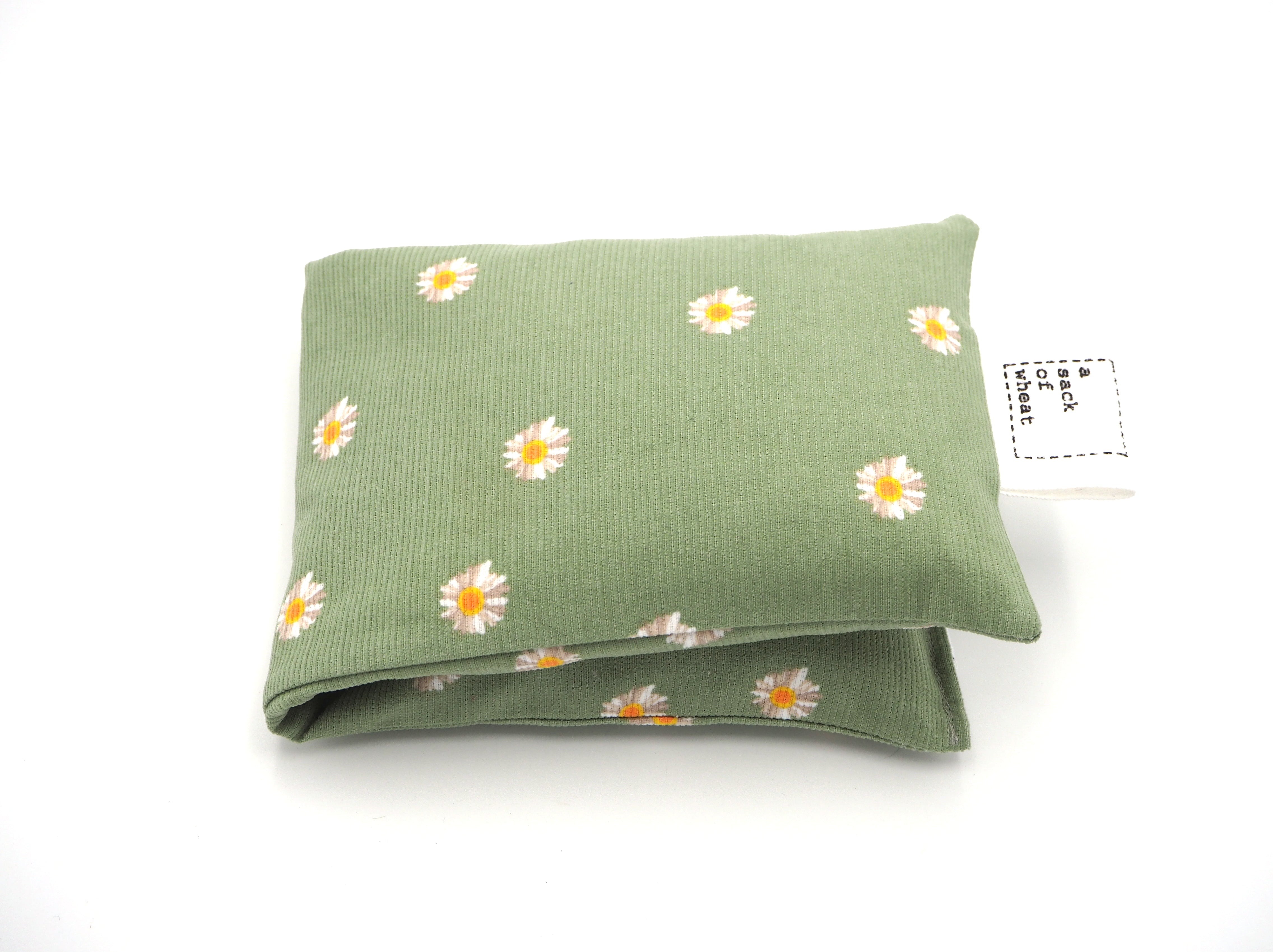 Folded Sack Of Wheat Image featuring cute yellow & white daisy's, on soft corduroy 100% cotton fabric