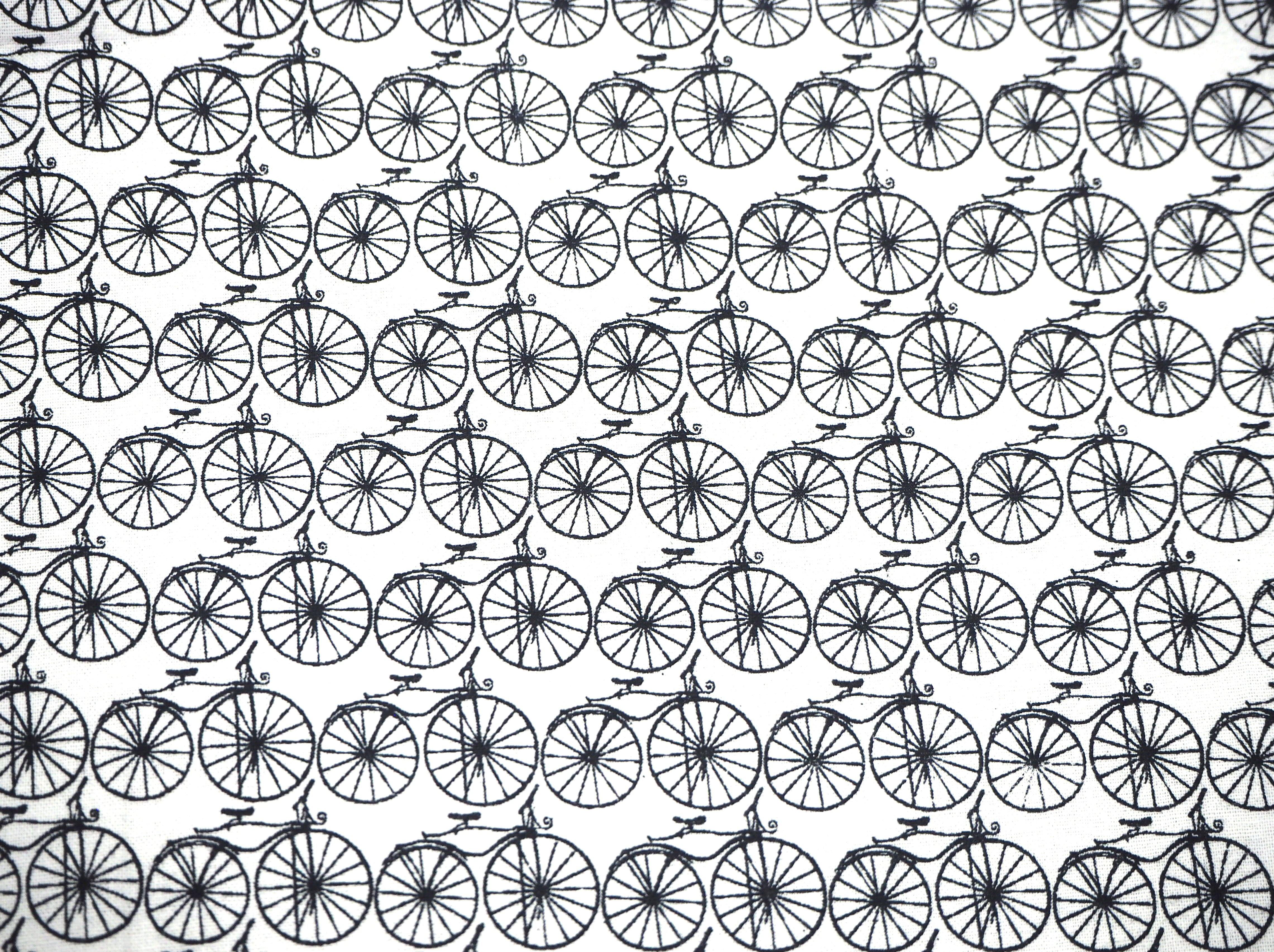 Monochrome Black bicycle print on white background